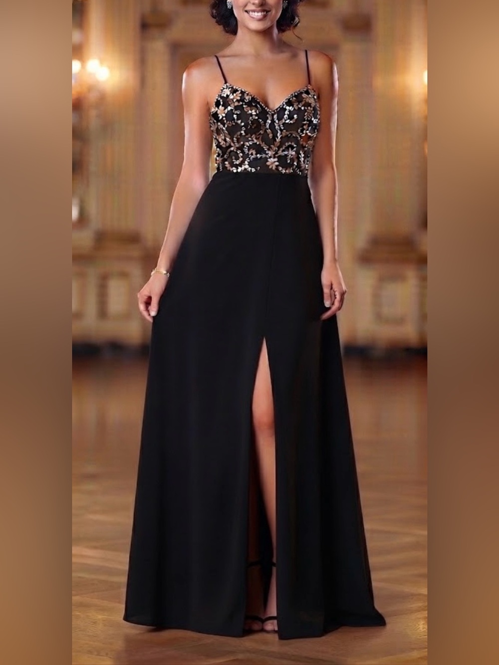 B. DARLIN jewel embellished formal prom evening fit to flare maxi size 11 / 12